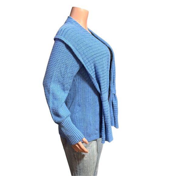 Pulp light blue shawl collar cardigan ribbed texture open front sweater M - Picture 6 of 7